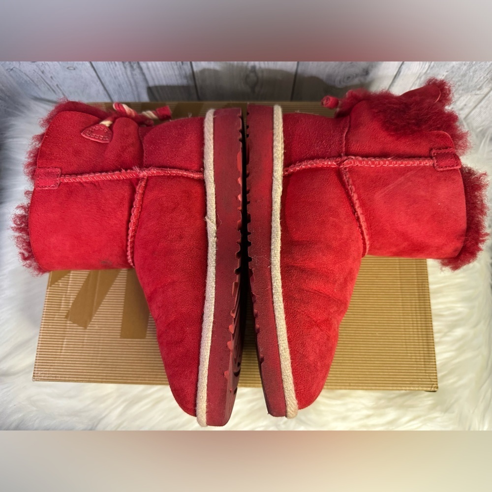 UGG kids selene bow winter boots in red - Picture 4 of 14